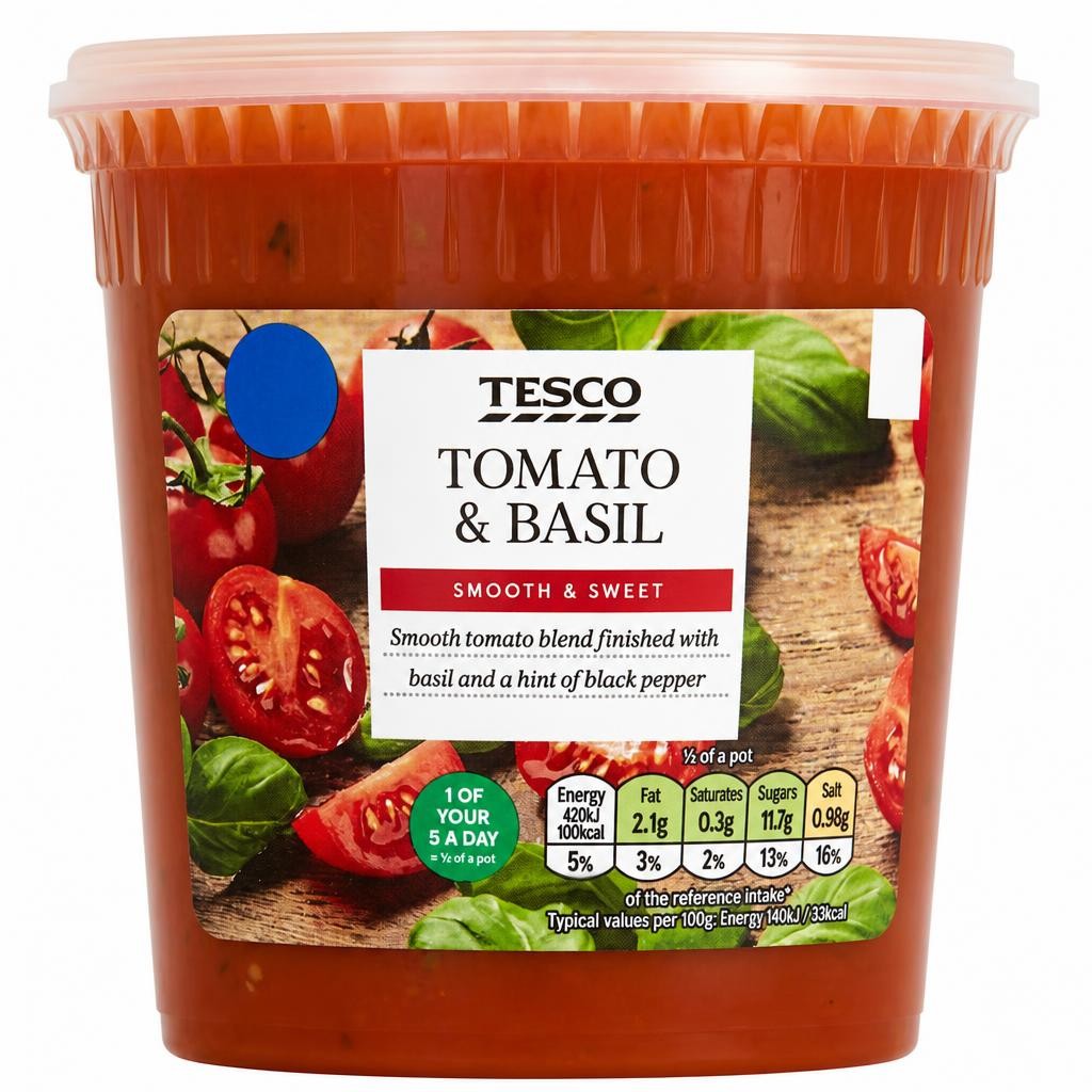 Tesco Tomato & Basil Soup 600G