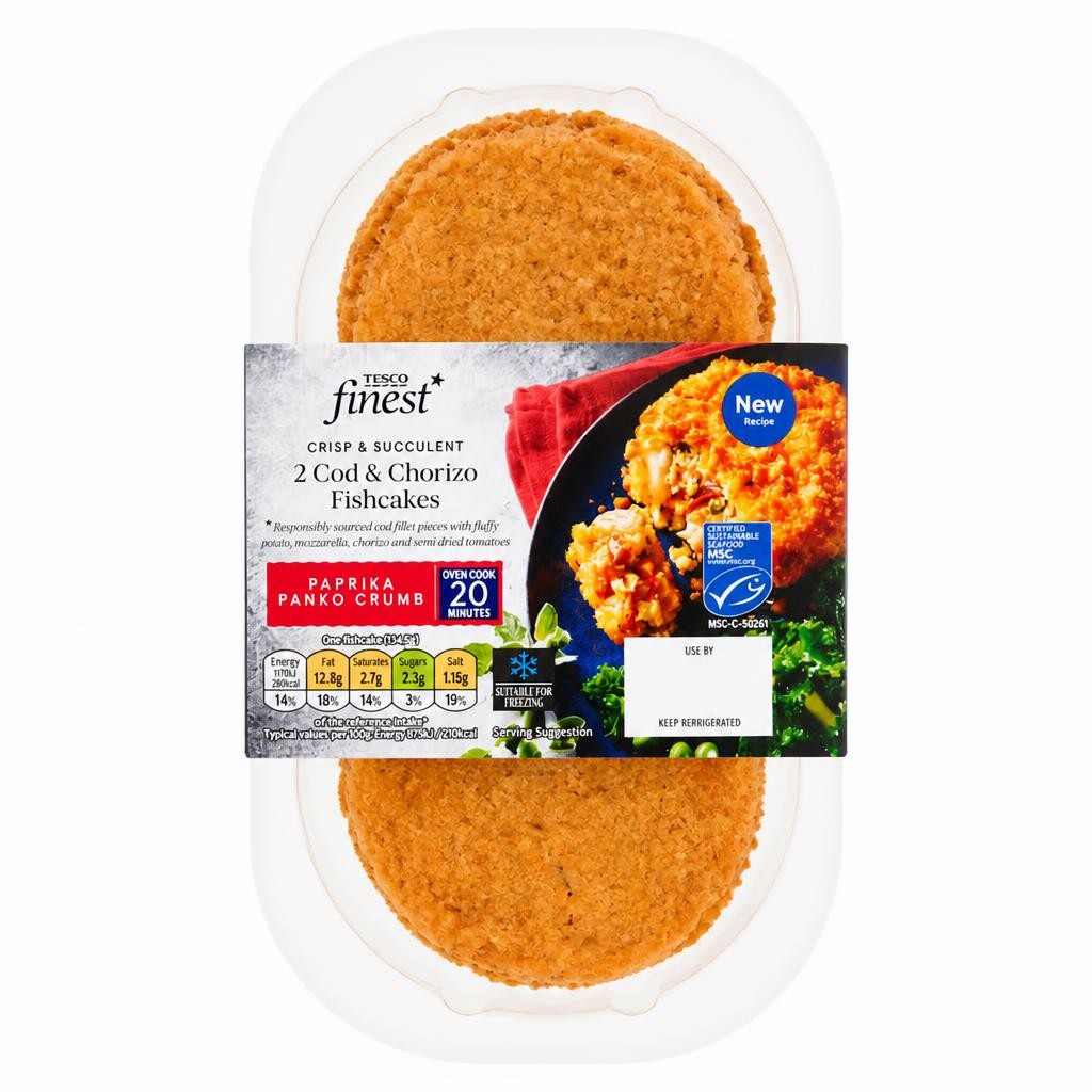 Tesco Finest 2 Cod & Chorizo Fishcakes 290G