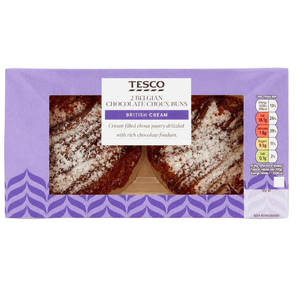 Tesco Chocolate Choux Buns 2 Pack
