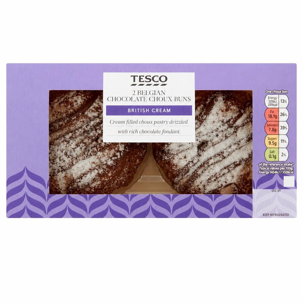 Tesco Chocolate Choux Buns 2 Pack