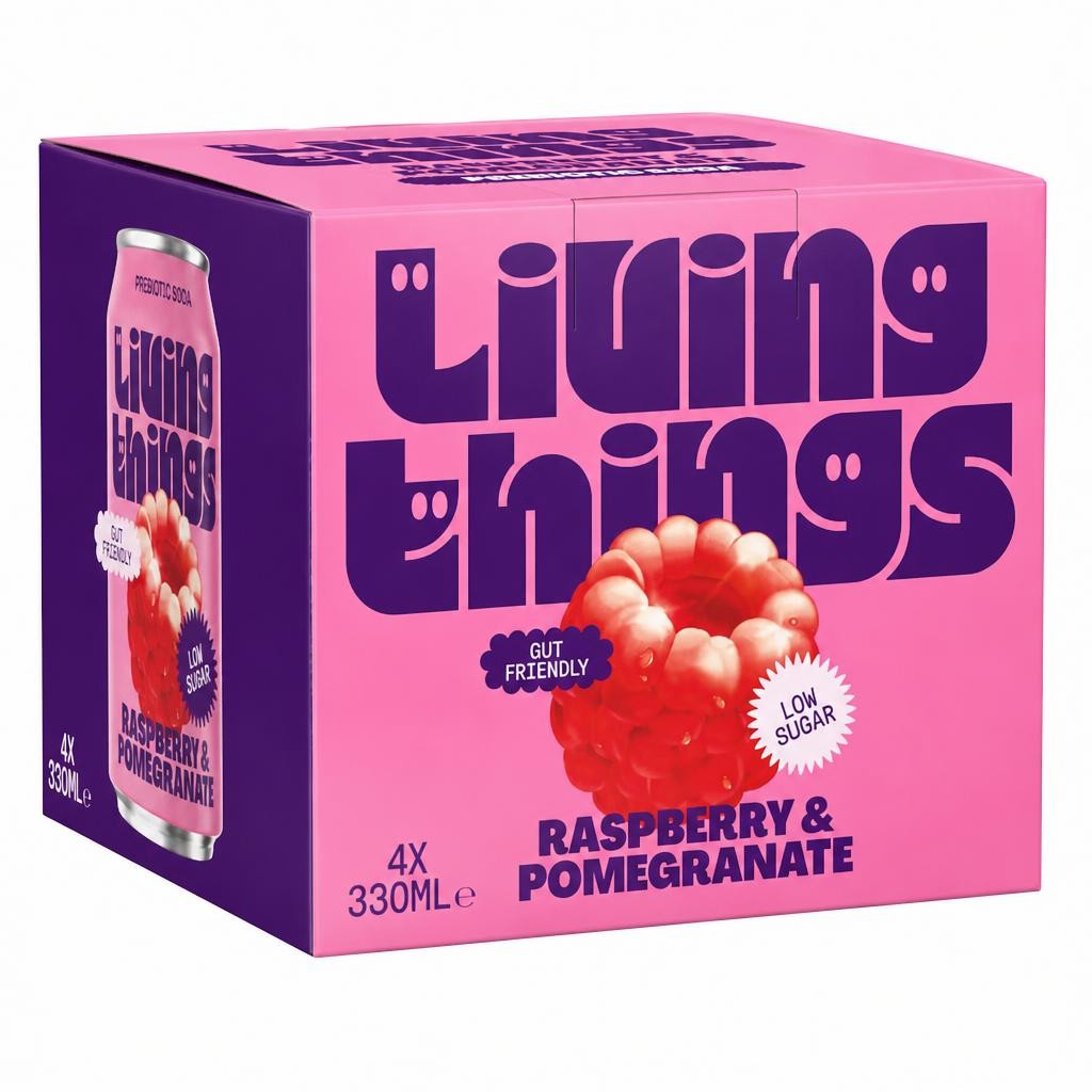Living Things Raspberry & Pomegranate Soda 4x 330ml