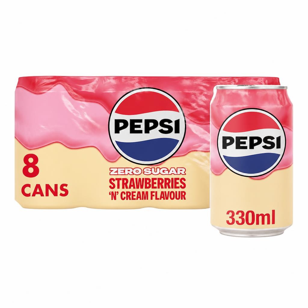 Pepsi Strawberries 'n' Cream Soft Drink Cans 8x330ml