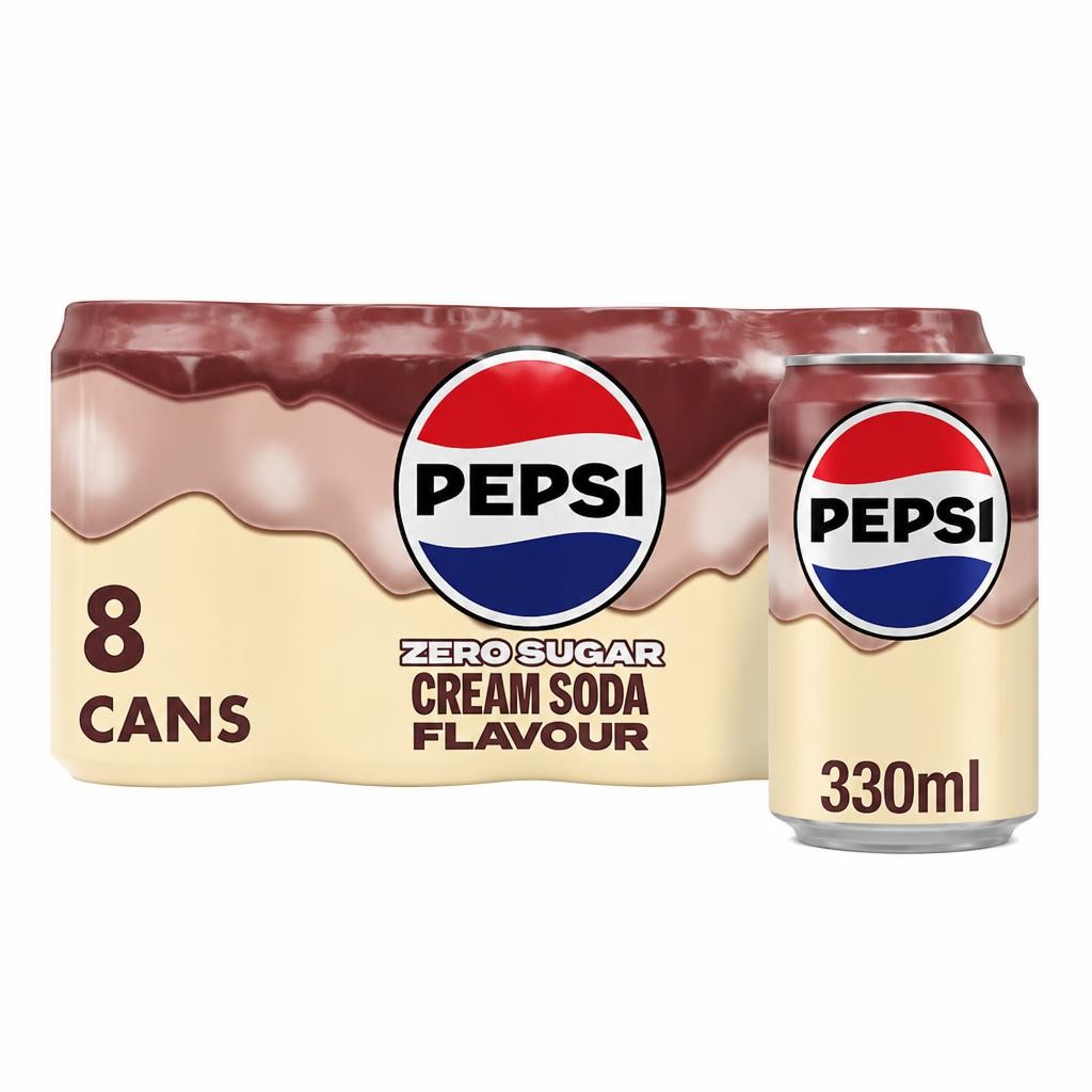 Pepsi Cream Soda Soft Drink Cans 8x330ml