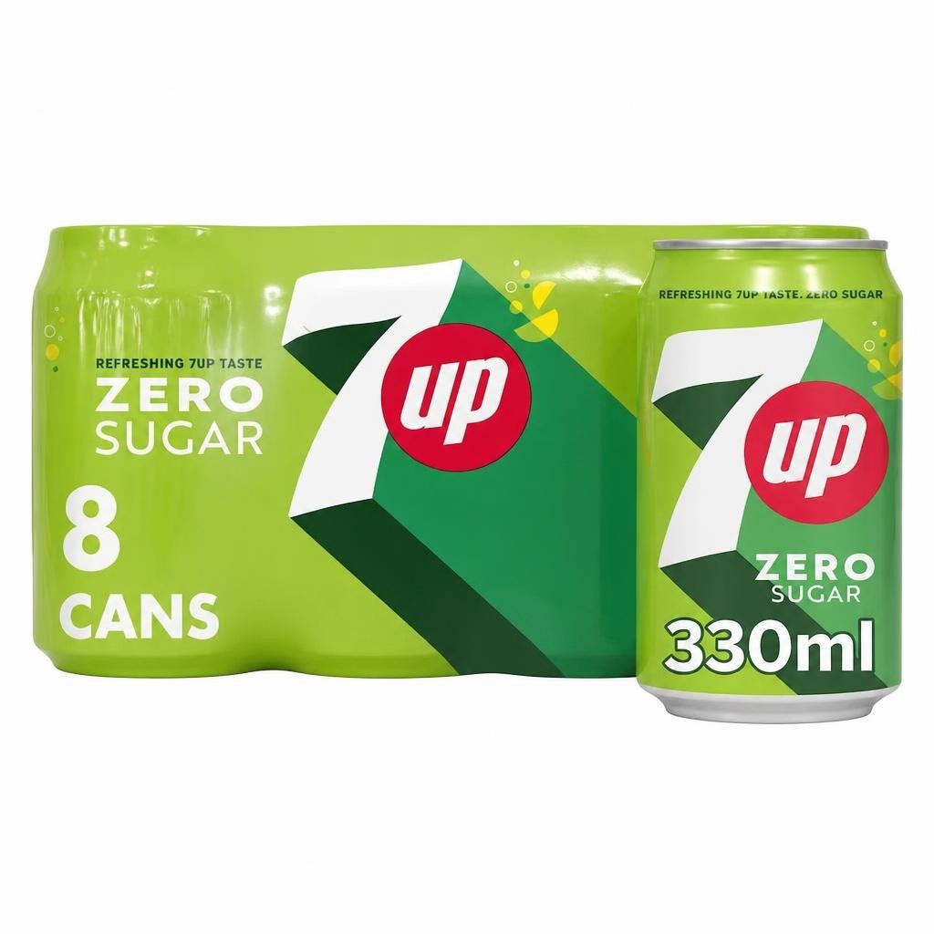 7UP Zero Sugar Lemon & Lime Cans 8 x 330ml