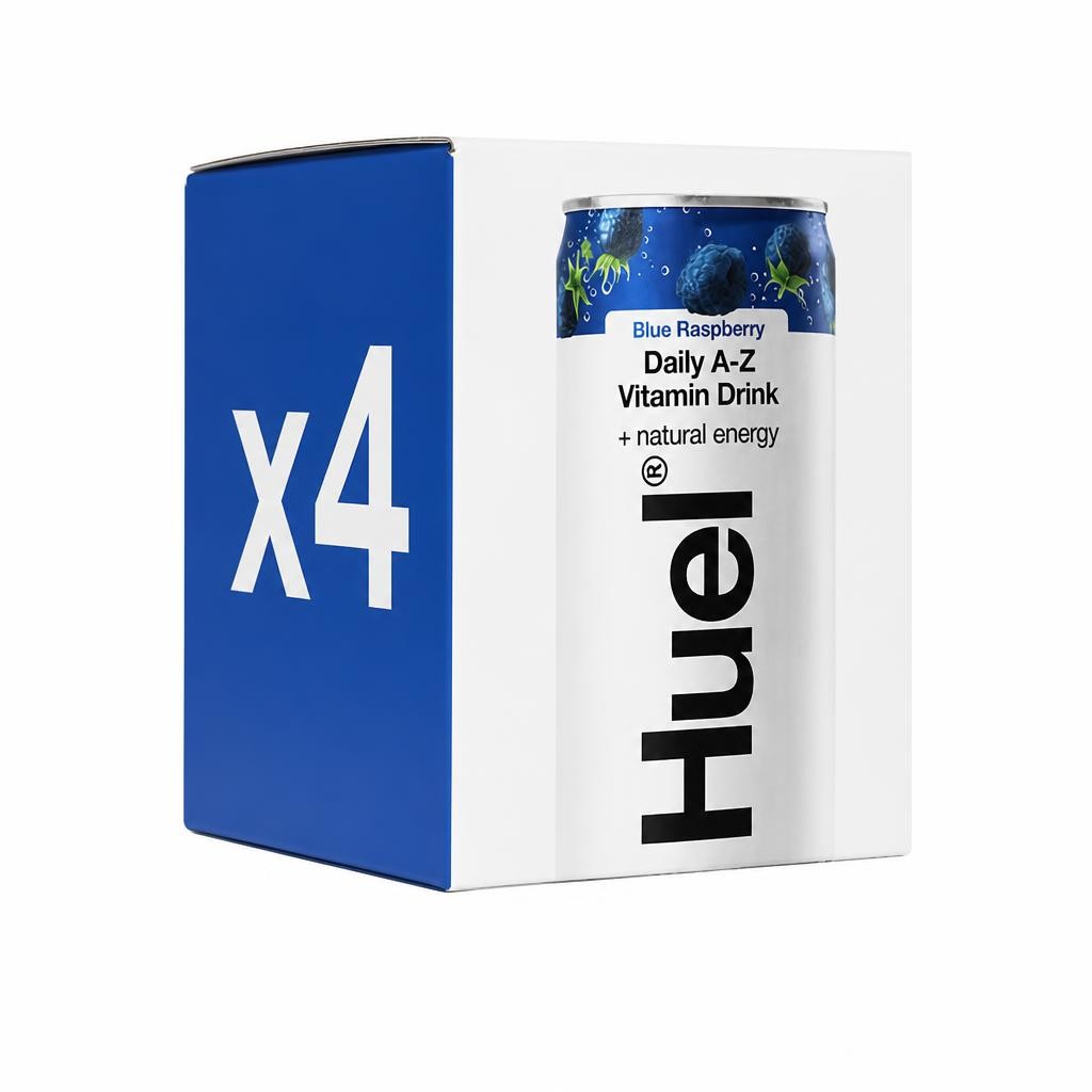 Huel Daily A-Z Blue Raspberry Sparkling Multivitamin Energy Drink 330ml 4 Pack