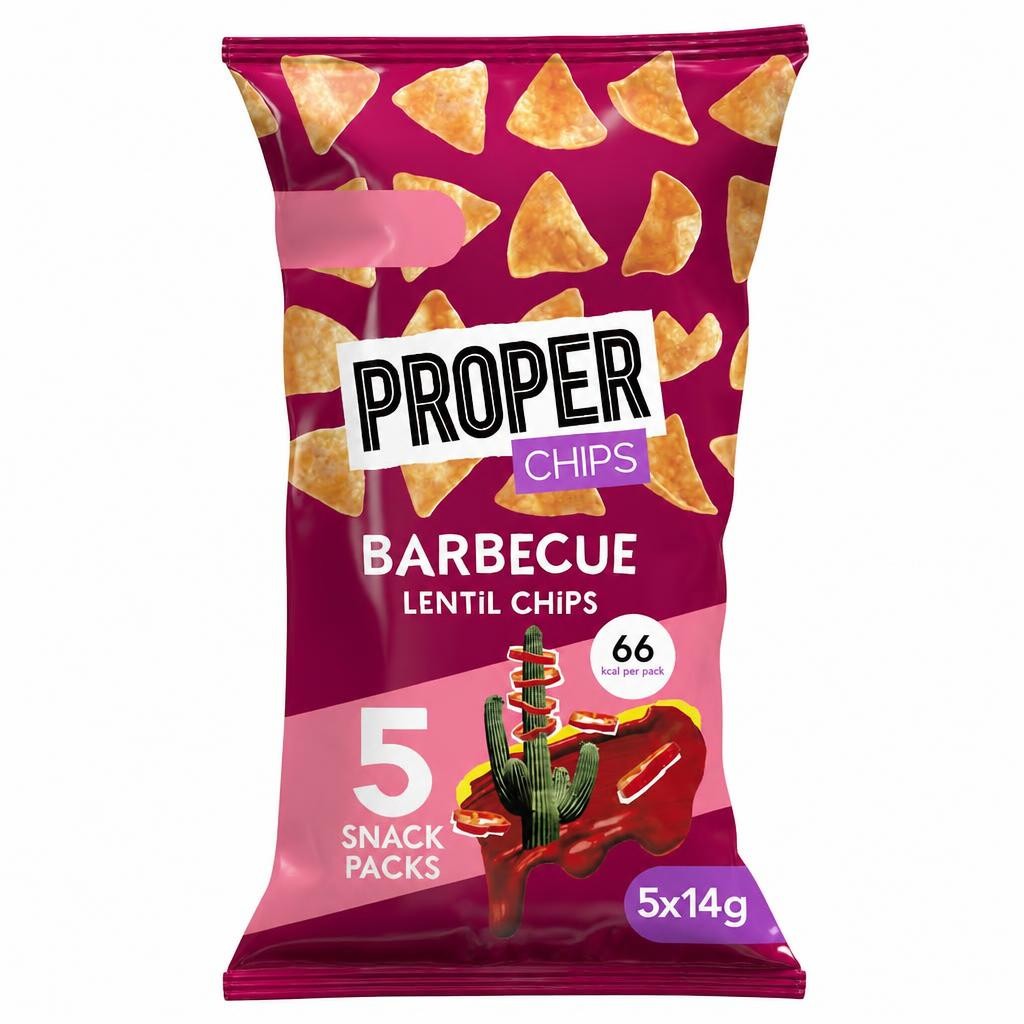 Proper Chips Bbq Lentil Chips 5X14g