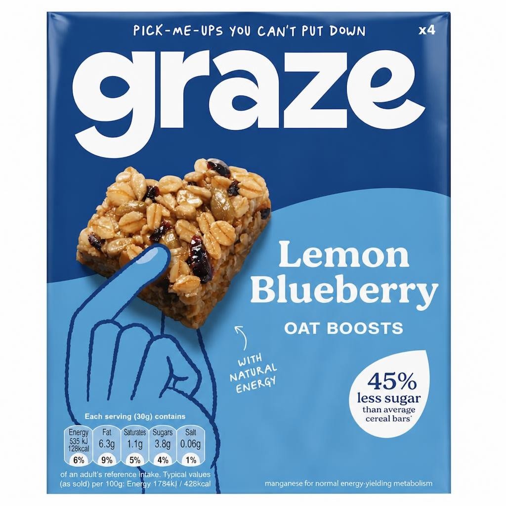 Graze Lemon Blueberry Oat Boosts Flapjack Snack 4x30G