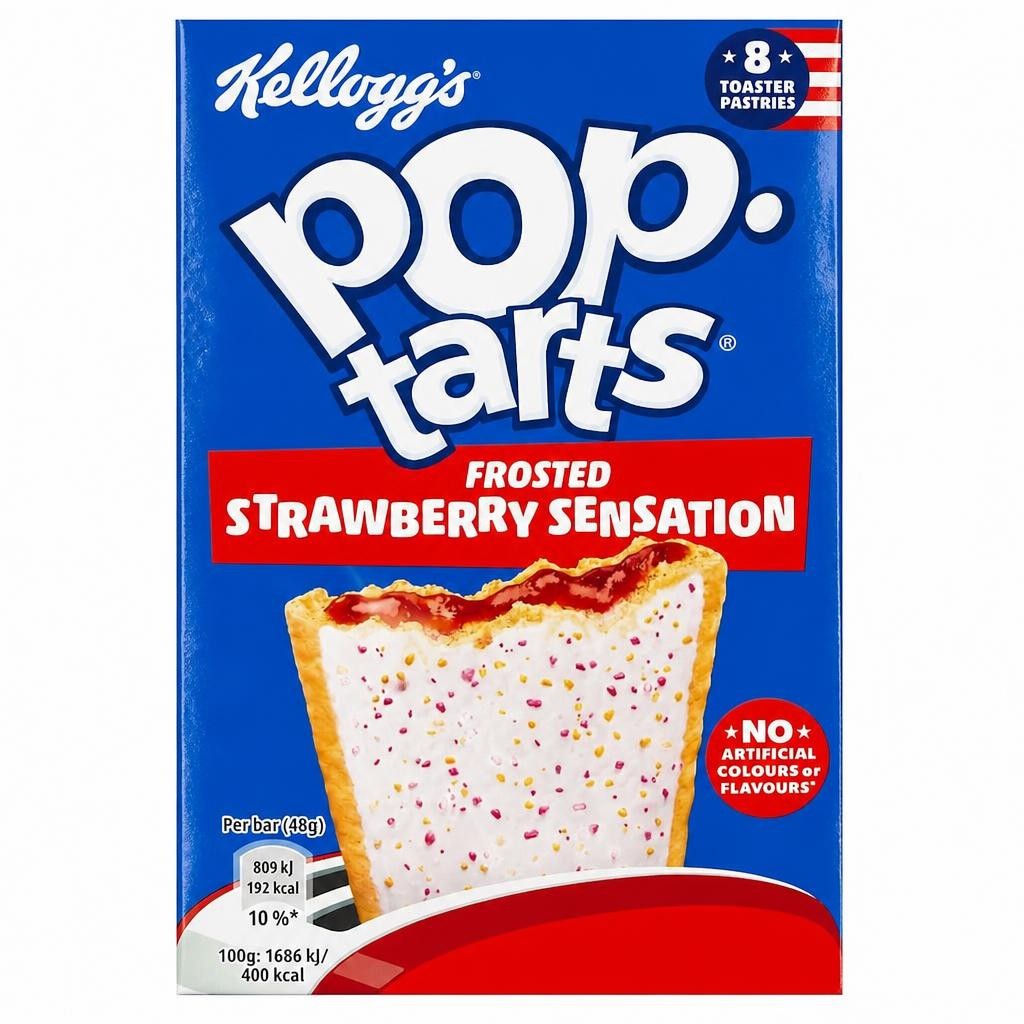 Kellogg's Pop Tarts Strawberry Sensation Pastry Snacks 8x48g
