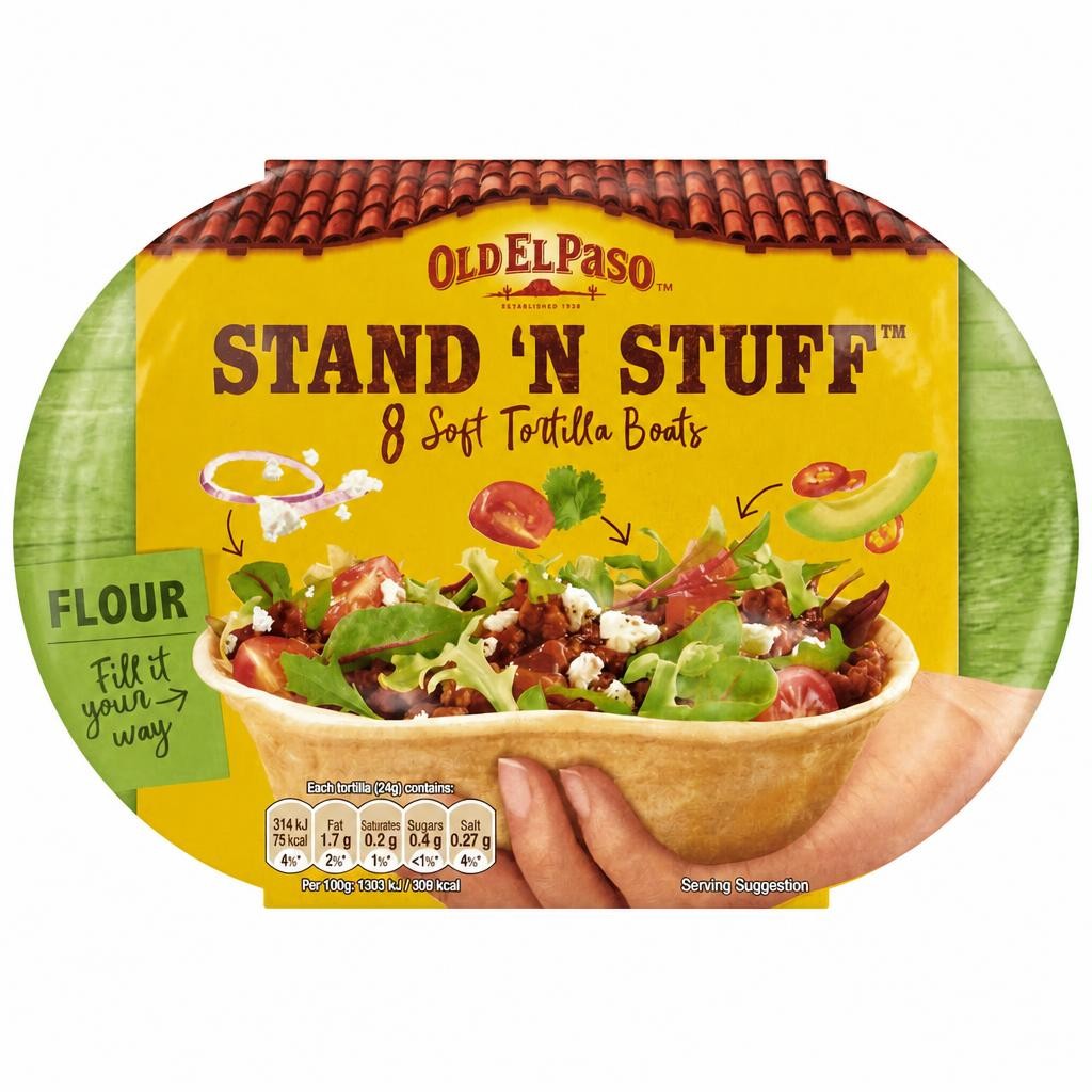 Old El Paso Stand ‘N’ Stuff Soft Flour Tortillas Wraps 8Pk 193G