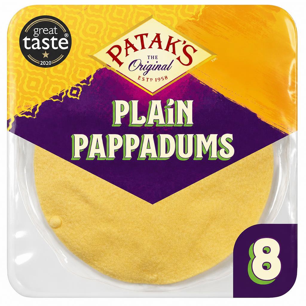 Pataks Ready To Eat Plain Pappadums 8 Pack