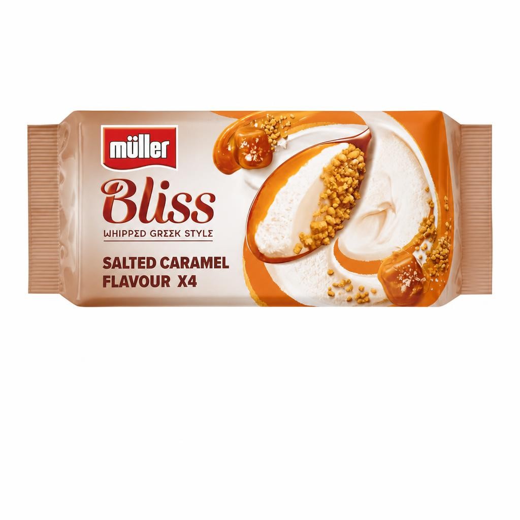 Muller Bliss Whipped Greek Style Salted Caramel Cheesecake Yogurts 4x100g