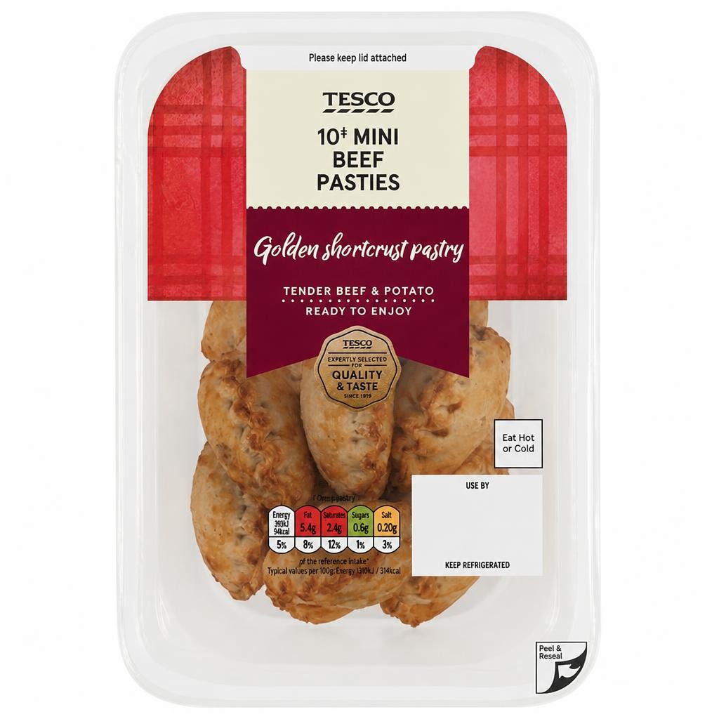 Tesco Mini Beef Pasties 10 Pack 300g