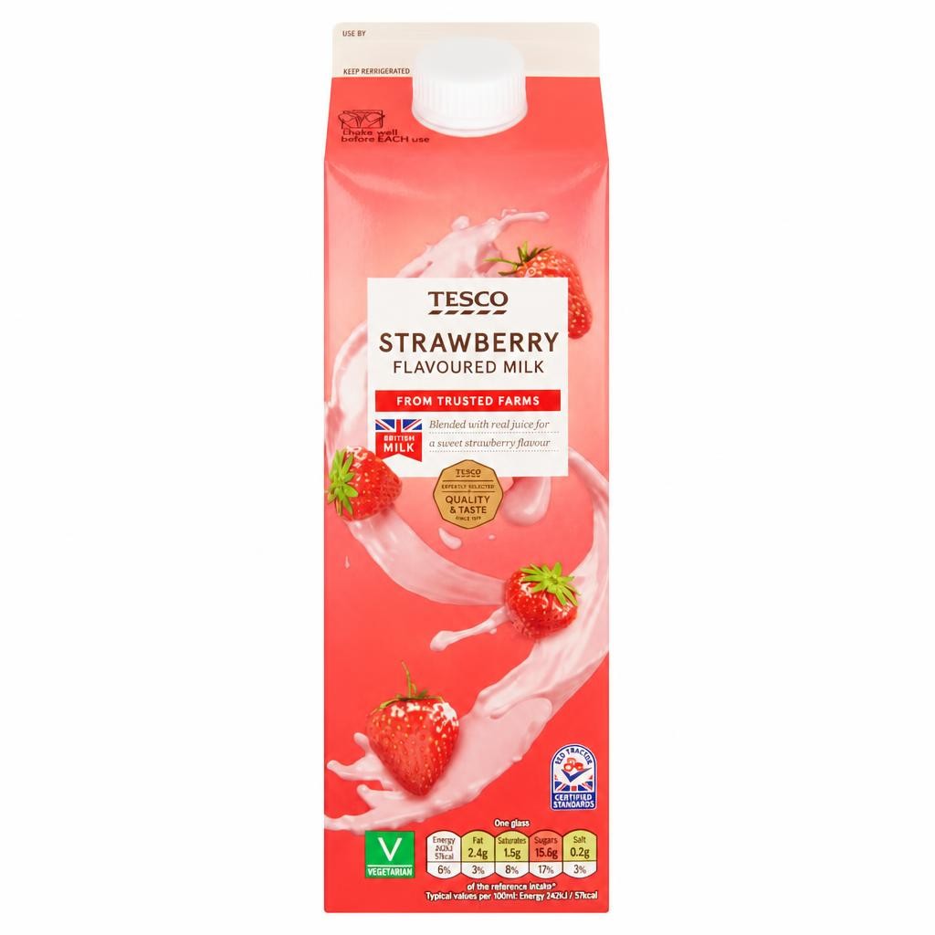 Tesco Strawberry Flavoured Milk 1L