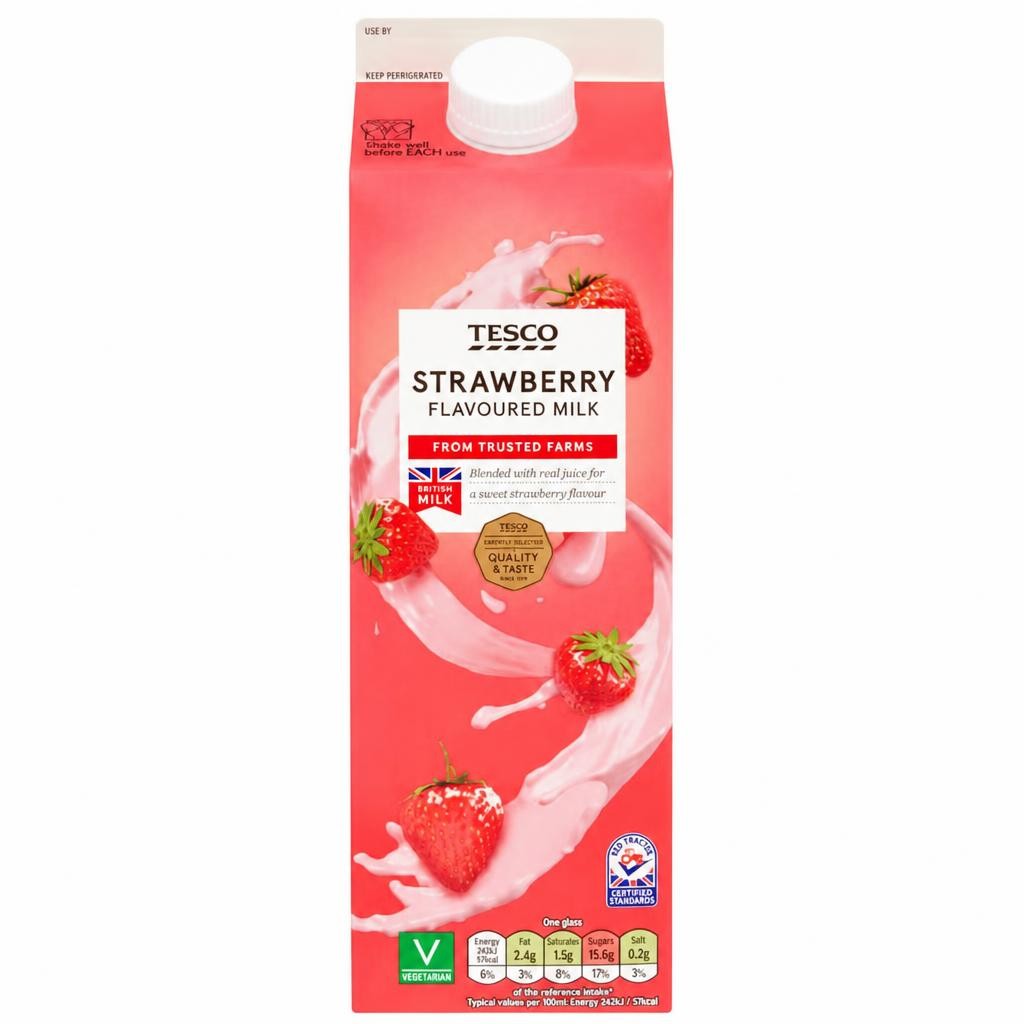 Tesco Strawberry Flavoured Milk 1L