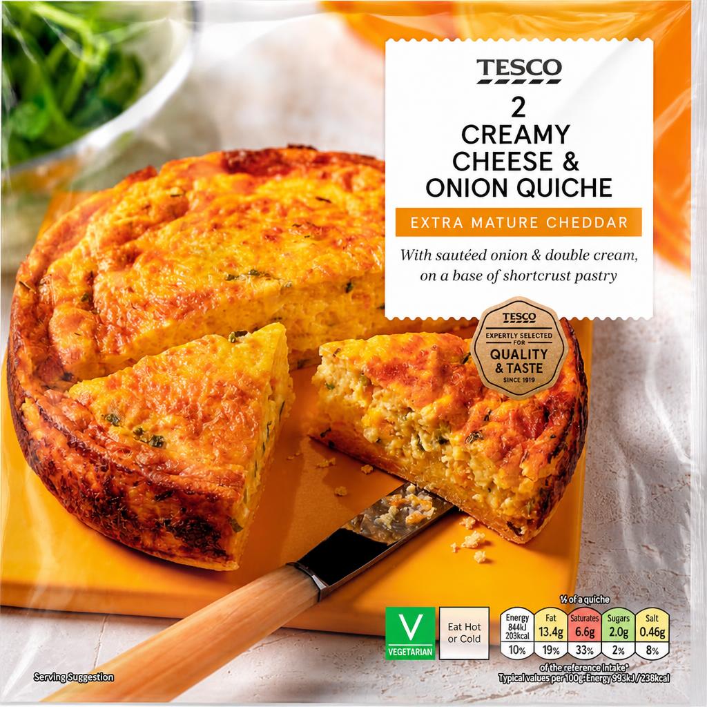 Tesco Extra Mature Cheddar & Onion Crustless Quiche 340g