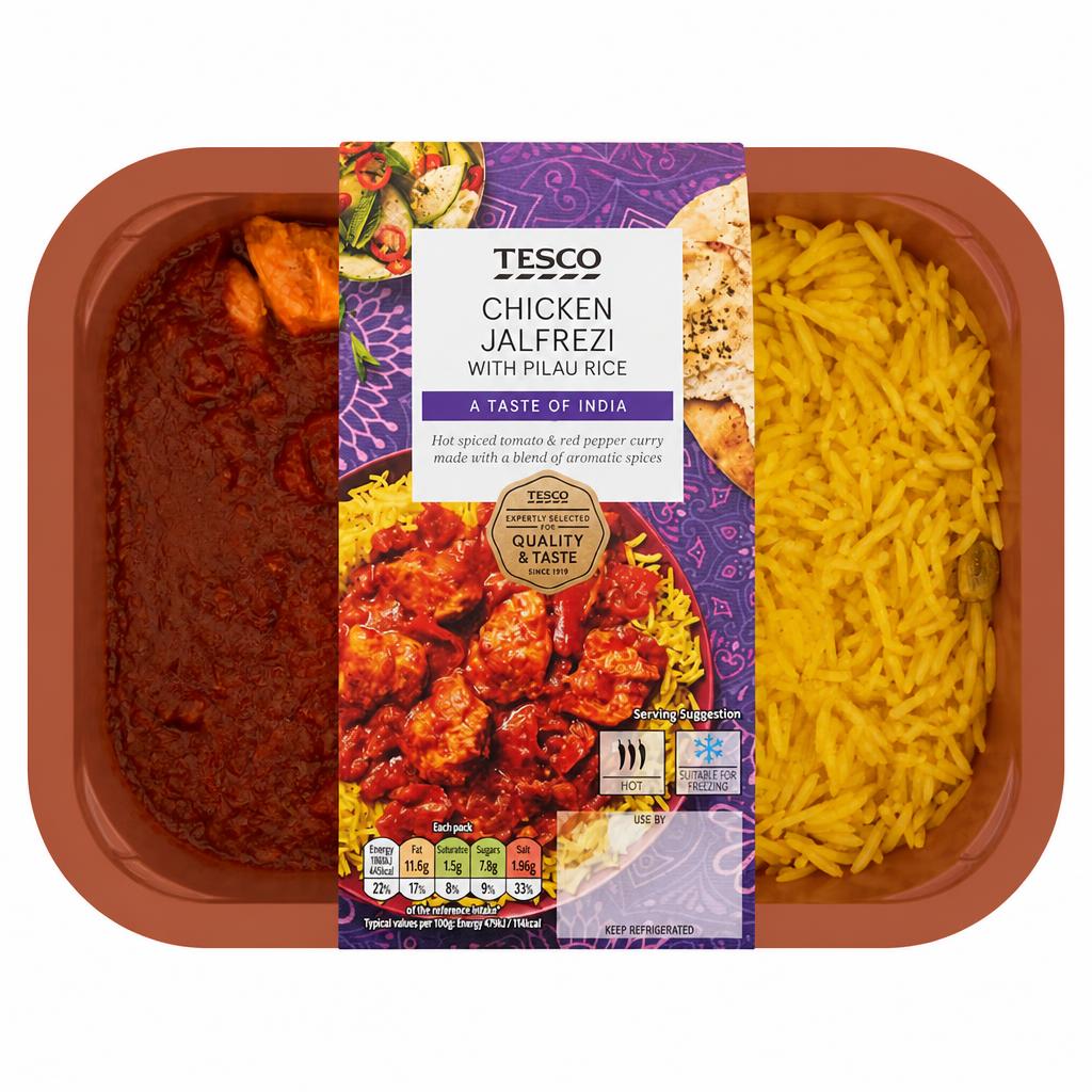 Tesco Chicken Jalfrezi & Pilau Rice 400G