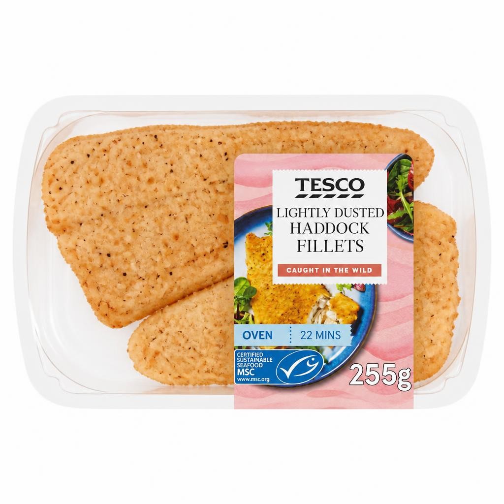 Tesco Lightly Dusted Haddock Fillets 255G