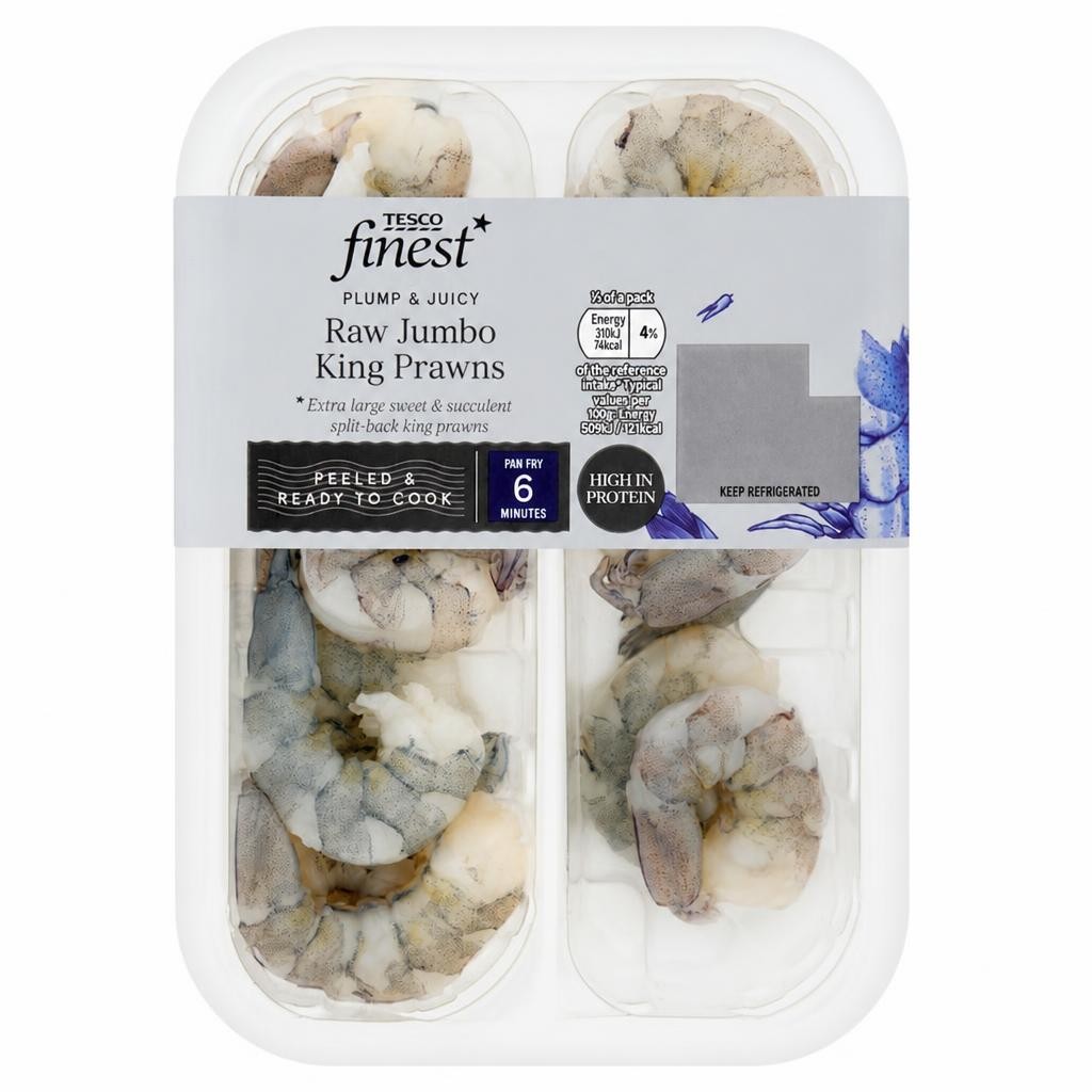 Tesco Finest Raw Jumbo King Prawns 165G