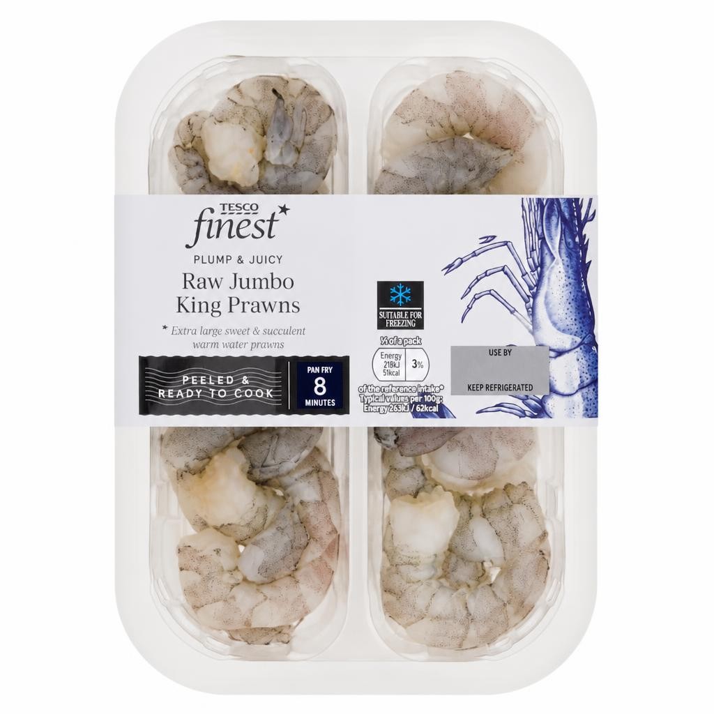 Tesco Finest Raw Jumbo King Prawns 165G