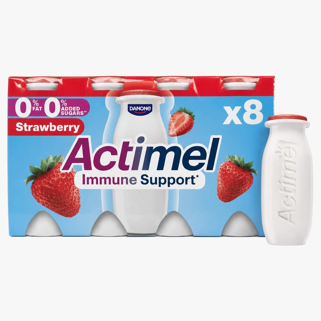Actimel Strawberry Fat Free Immunity Live Yoghurt Drink Multipack 8x100g