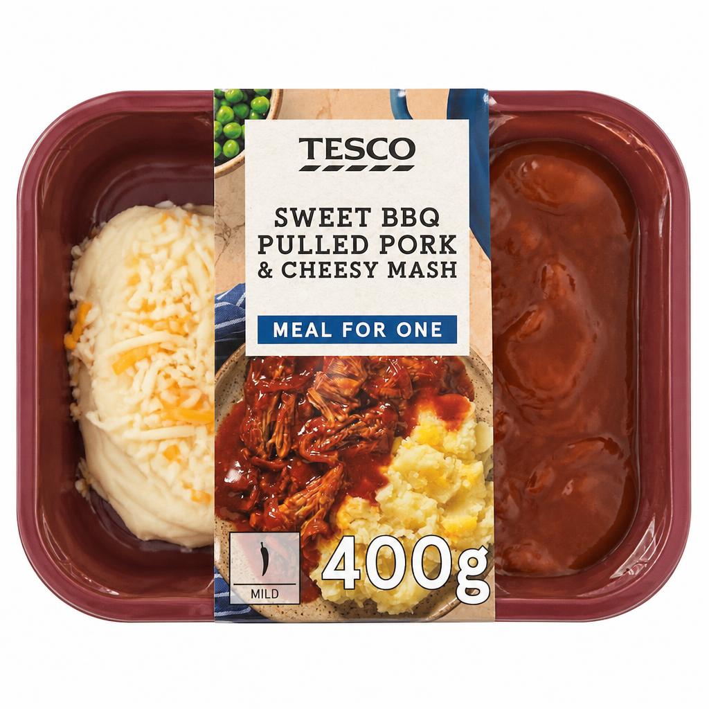 Tesco Sweet BBQ Pulled Pork & Cheesy Mash 400g