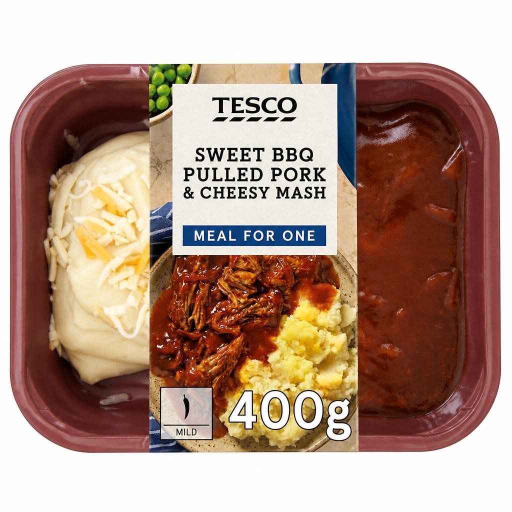 Tesco Sweet BBQ Pulled Pork & Cheesy Mash 400g