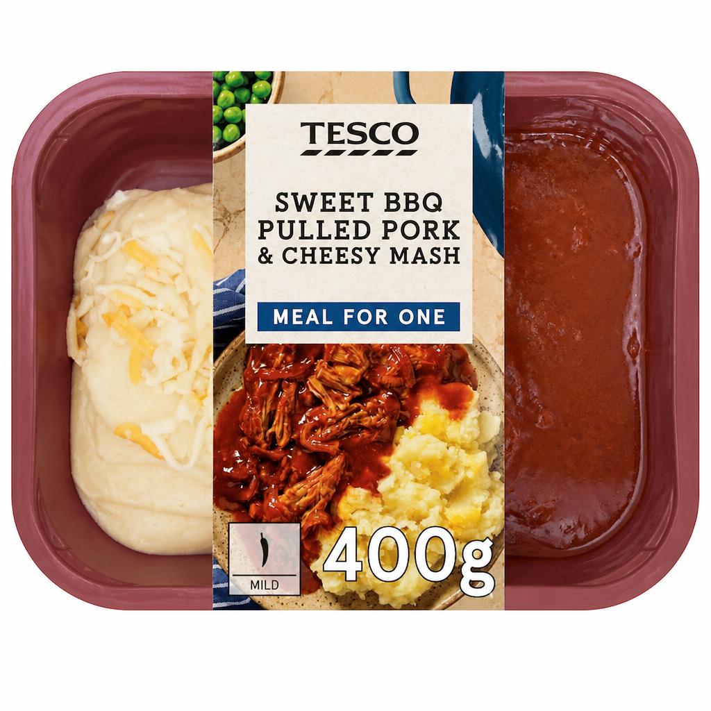 Tesco Sweet BBQ Pulled Pork & Cheesy Mash 400g