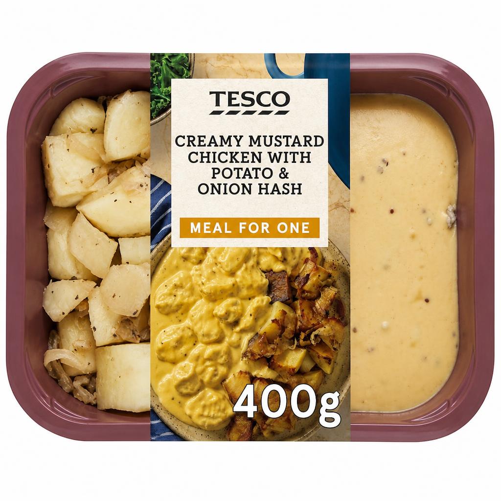 Tesco Creamy Mustard Chicken With Potato & Onion Hash 400G