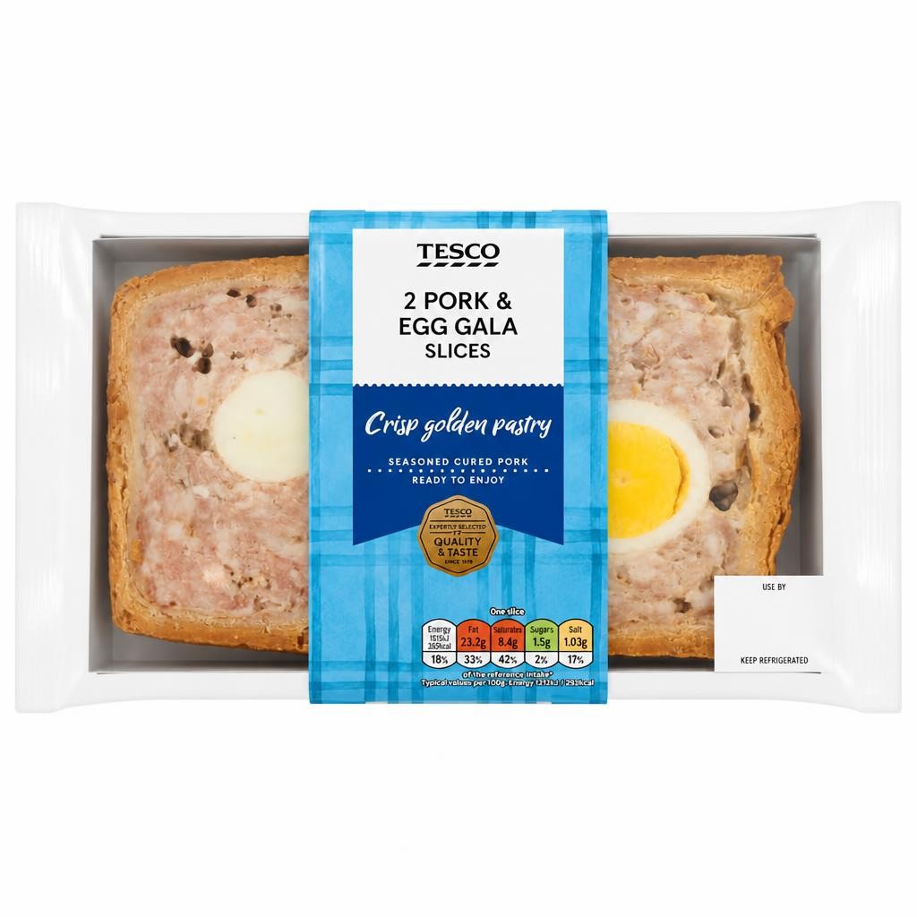 Tesco 2 Pork & Egg Gala Pork Pie Slices 250G