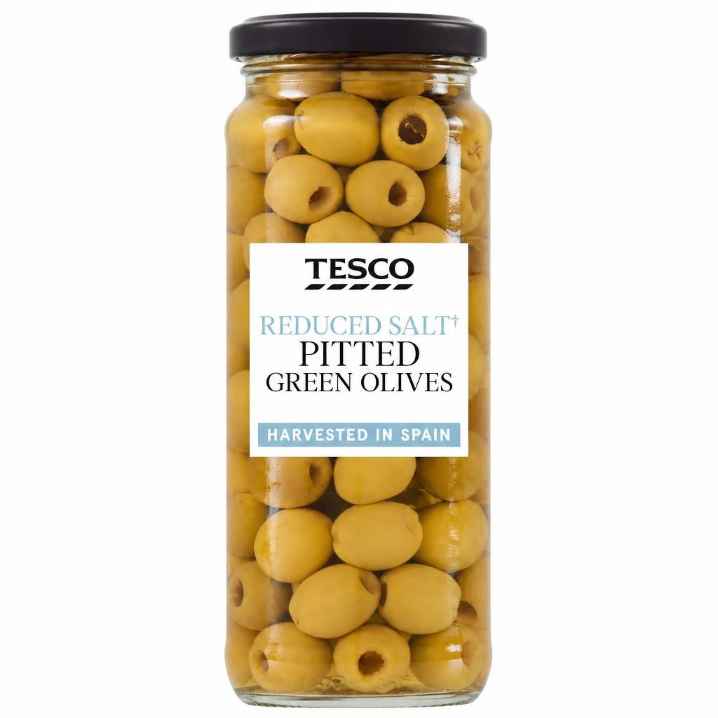 Tesco Reduced Salt Pitted Green Olives 340g