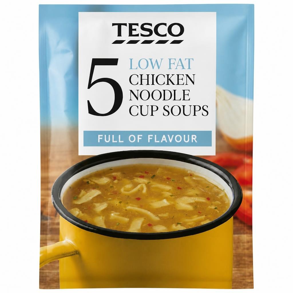 Tesco Low Fat Chicken Noodle Cup Soup 5 Pack 65G