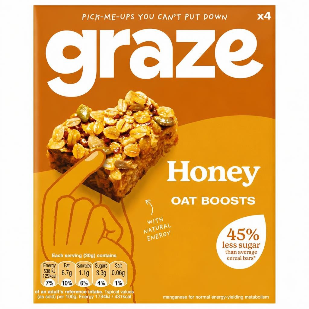 Graze Honey Oat Boost Flapjack Snack 4x30G