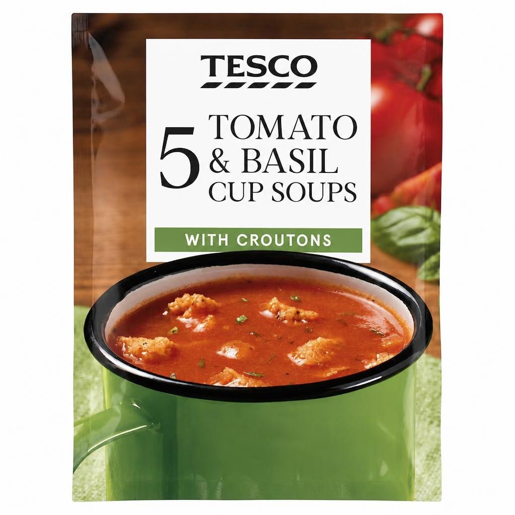 Tesco Tomato & Basil Cup Soup with Croutons 5 x 24g (120g)