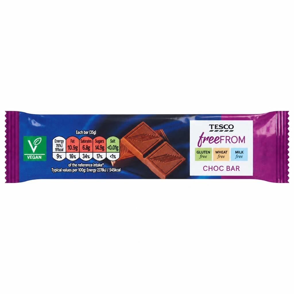 Tesco Free From Chocolate Bar 35G