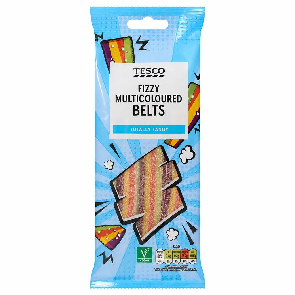 Tesco Fizzy Multicoloured Belts 75g