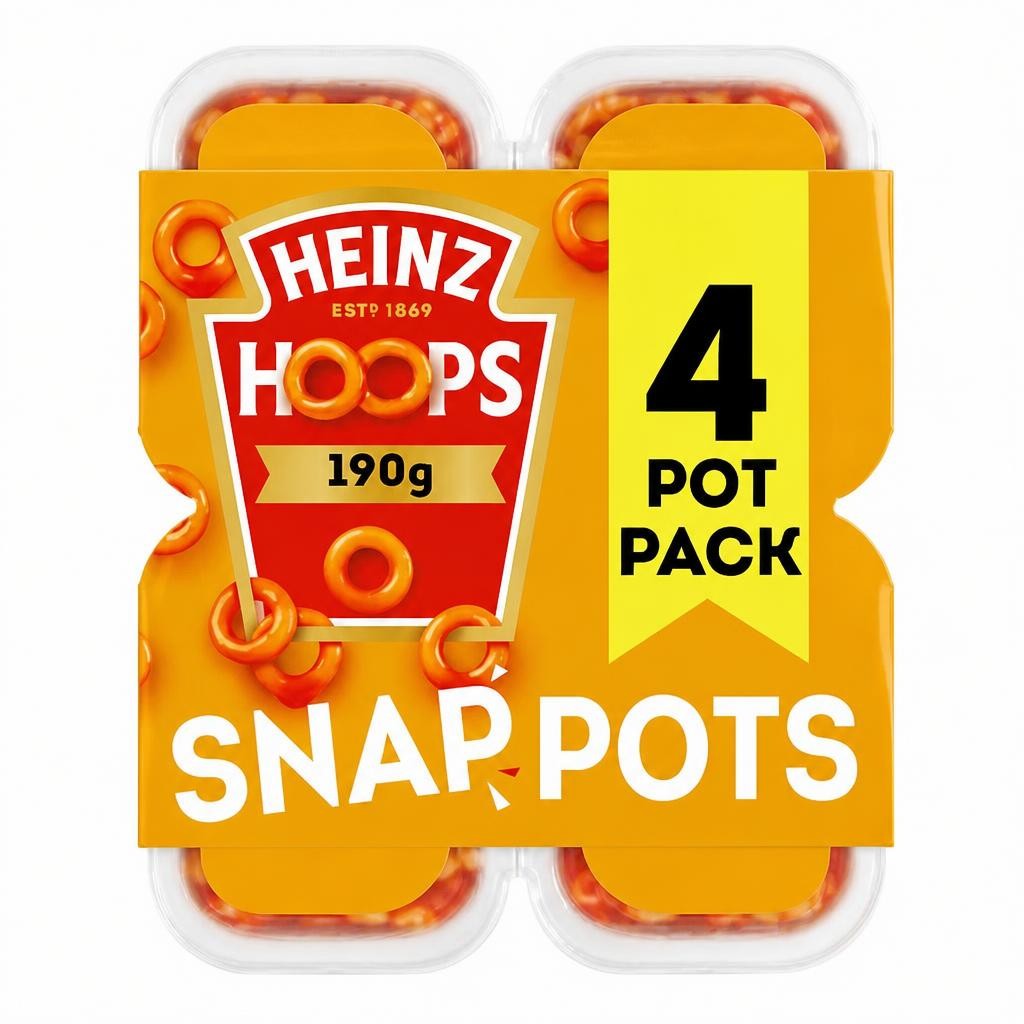 Heinz Spaghetti Hoops Snap Pots In Tomato Sauce 4 X190g