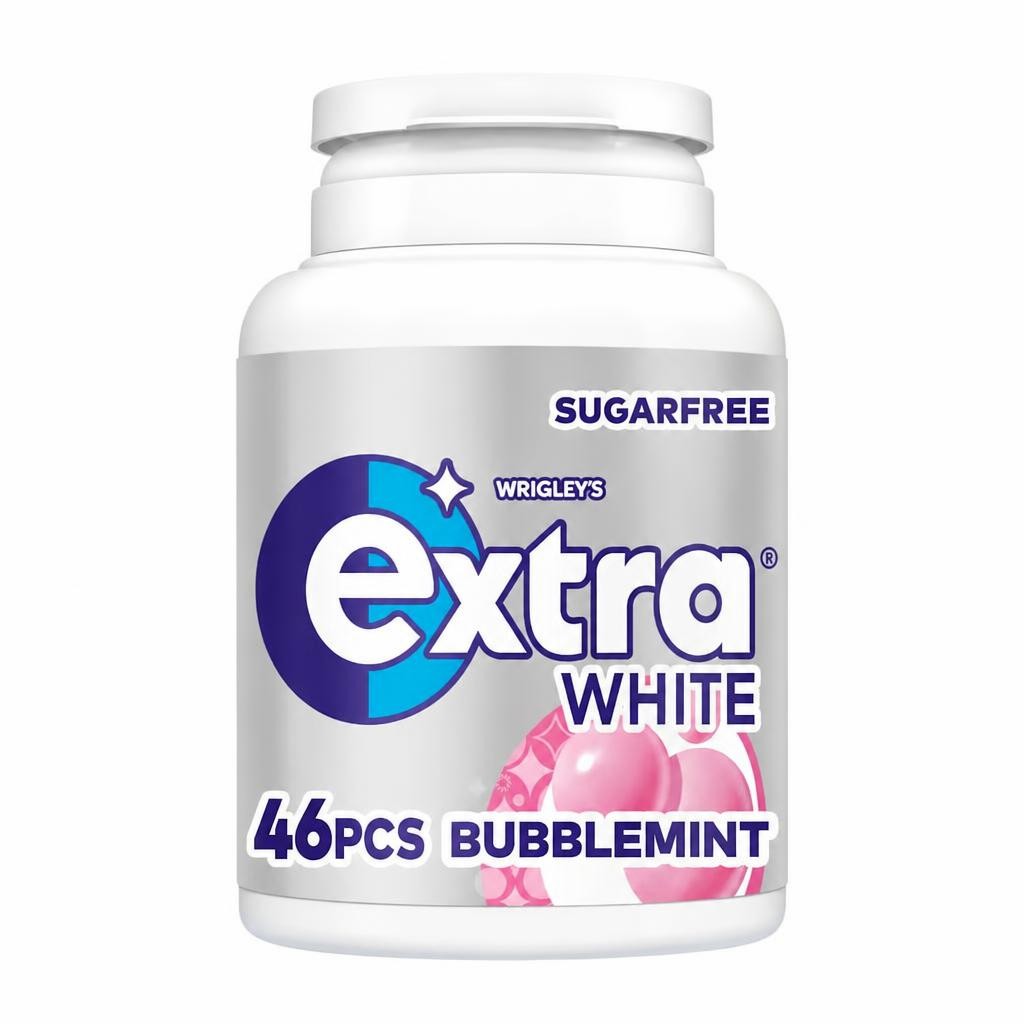 Extra White Bubblemint Sugarfree Chewing Gum Bottle 46 Pieces