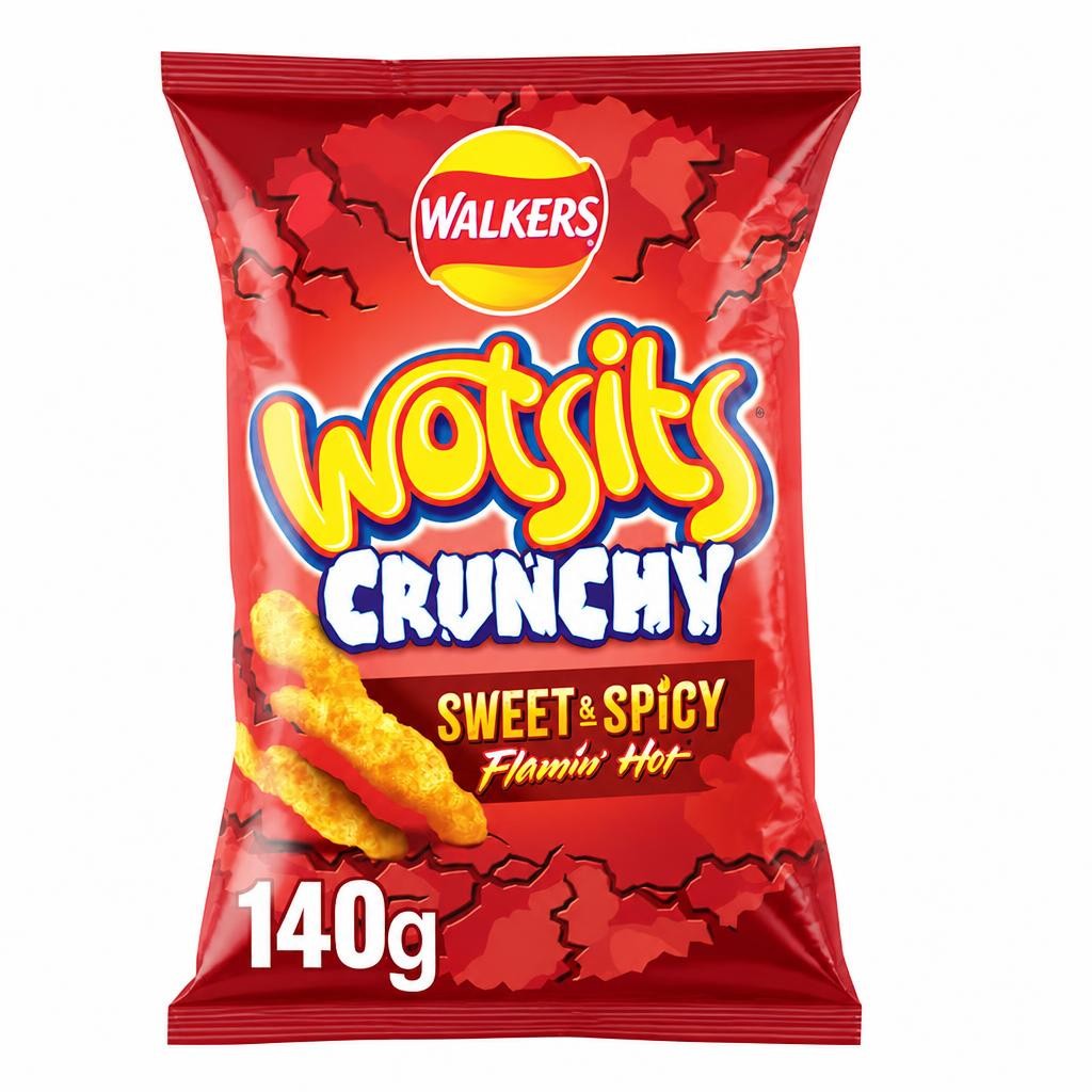 Walkers Wotsits Crunchy Snacks Sweet & Spicy Sharing Crisps 140g