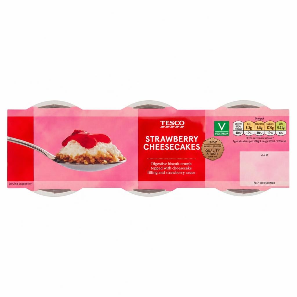 Tesco Strawberry Cheesecake 3 X 100G