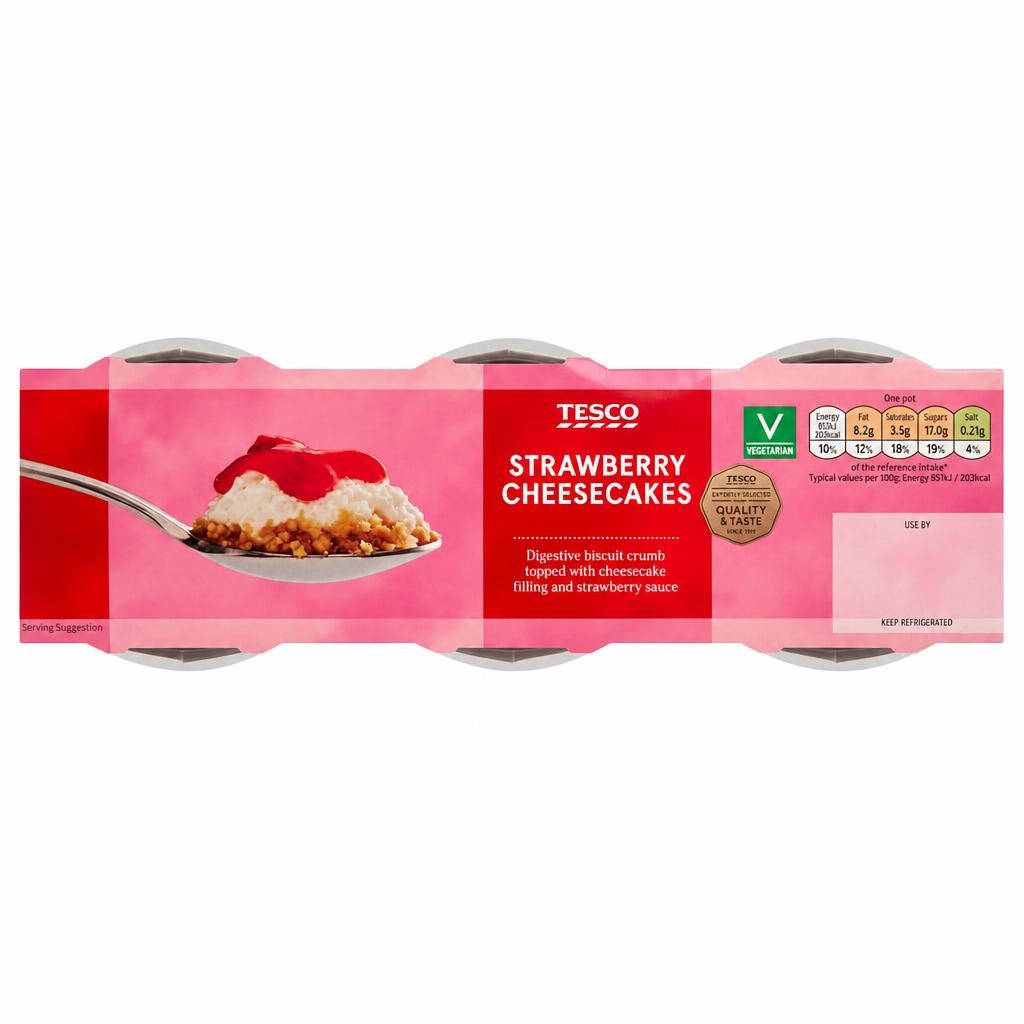 Tesco Strawberry Cheesecake 3 X 100G