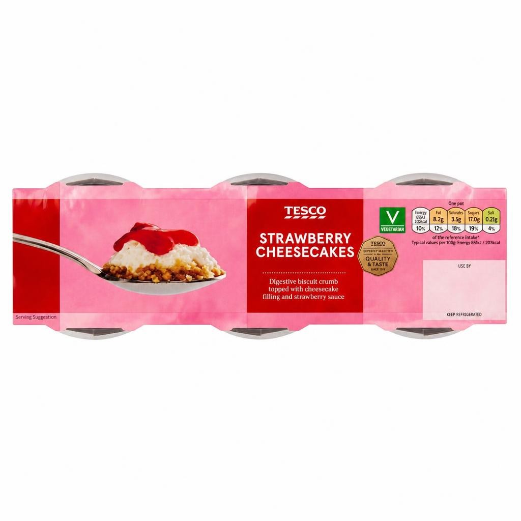 Tesco Strawberry Cheesecake 3 X 100G