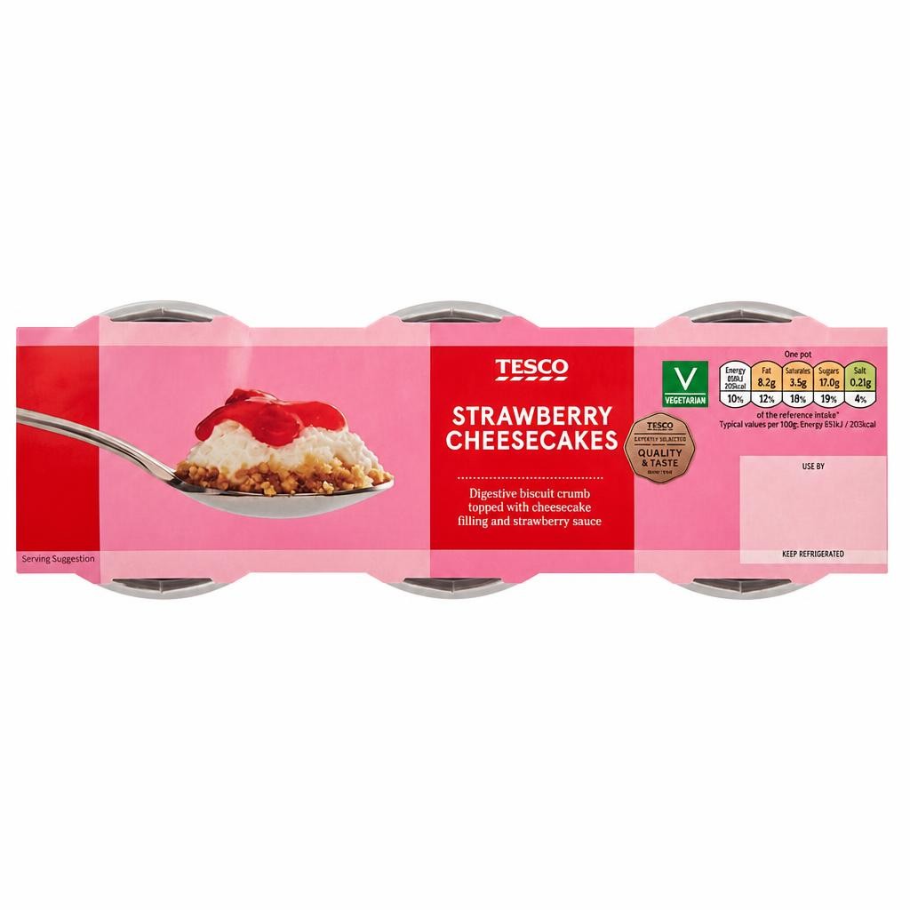 Tesco Strawberry Cheesecake 3 X 100G