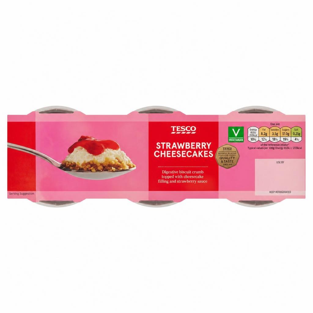 Tesco Strawberry Cheesecake 3 X 100G
