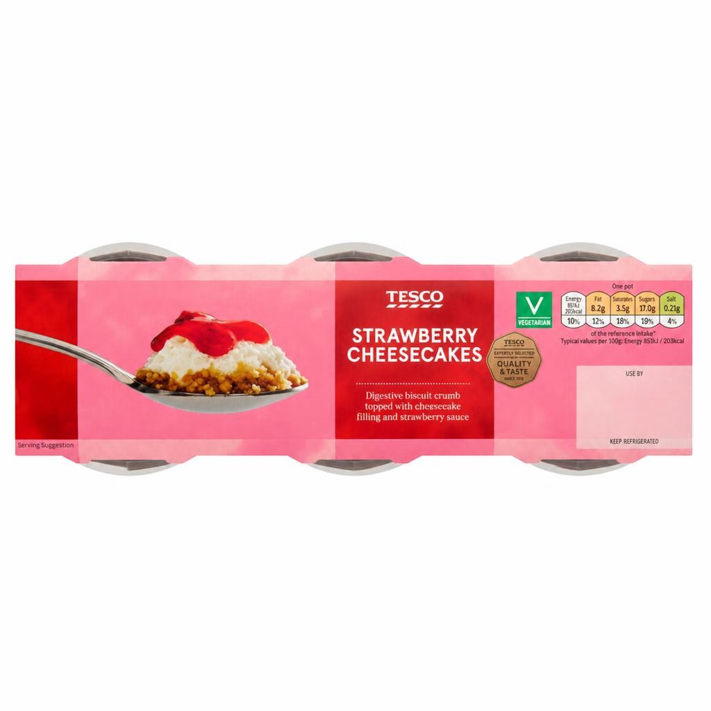 Tesco Strawberry Cheesecake 3 X 100G