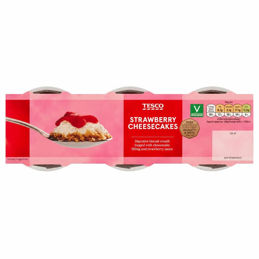 Tesco Strawberry Cheesecake 3 X 100G