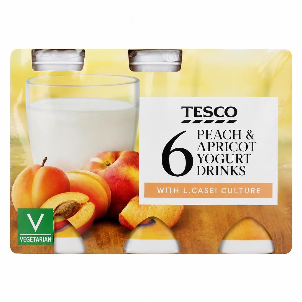 Tesco Peach & Apricot Yogurt Drink 6 X100g