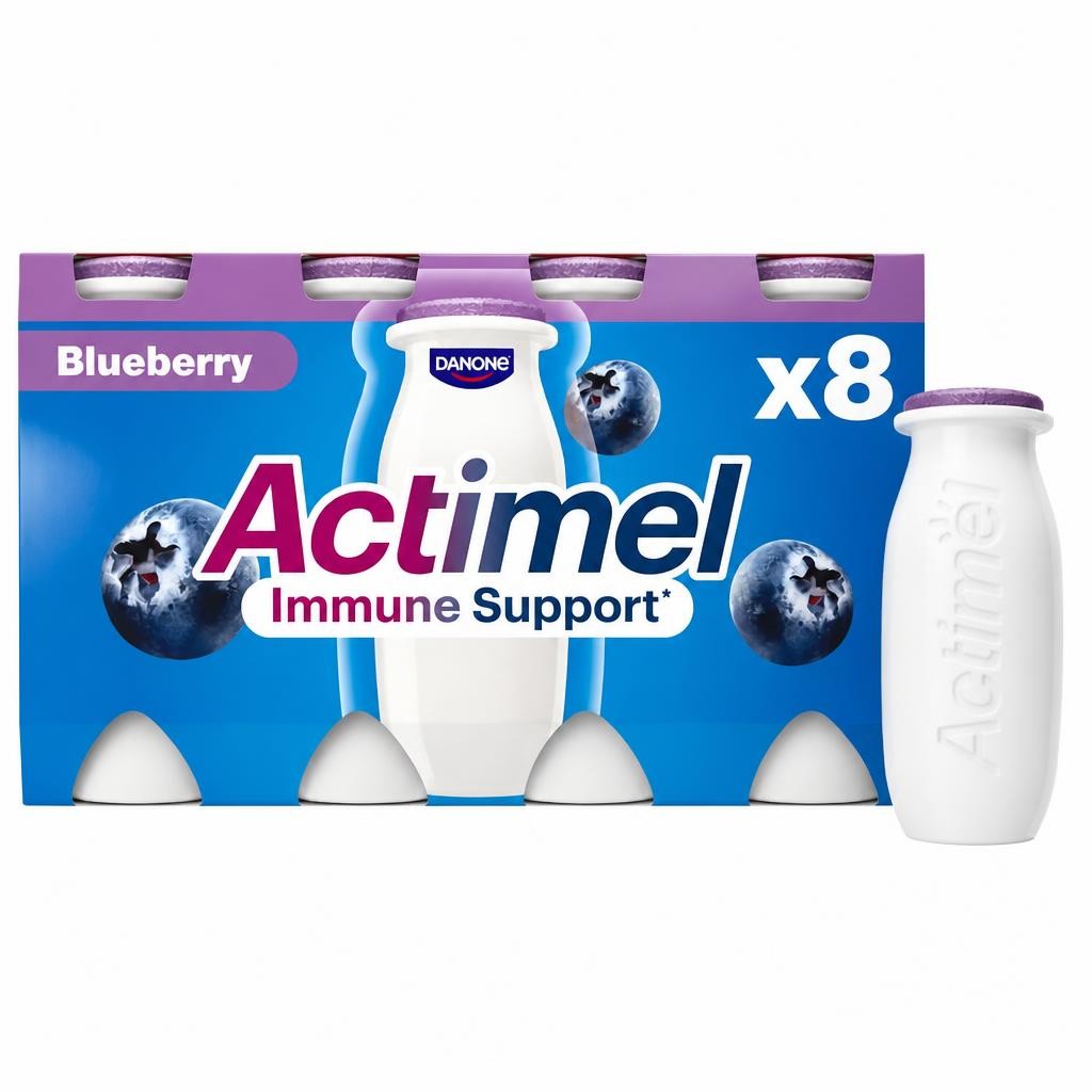 Actimel Blueberry Immunity Live Yoghurt Drink Multipack 8X100g