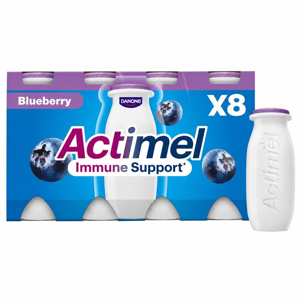 Actimel Blueberry Immunity Live Yoghurt Drink Multipack 8X100g