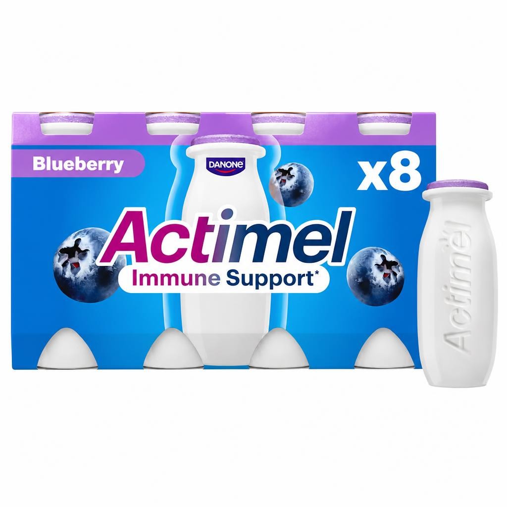 Actimel Blueberry Immunity Live Yoghurt Drink Multipack 8X100g