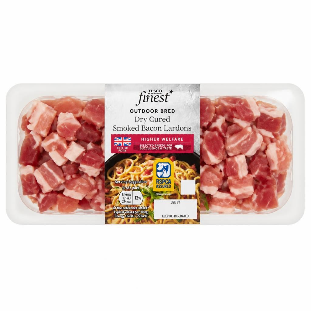 Tesco Finest Dry Cure Bacon Lardons 180G